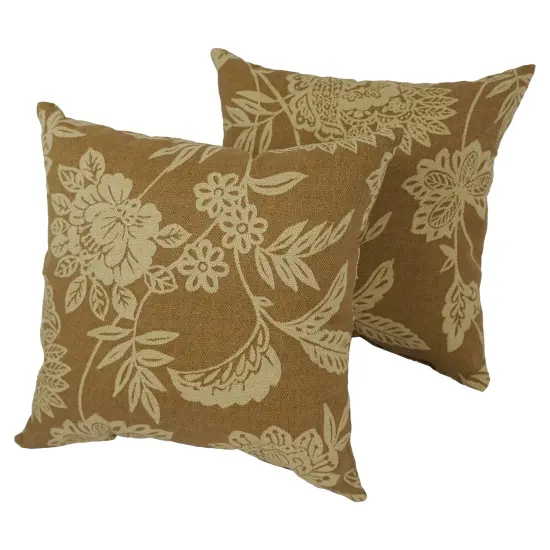 Blaziing Needles 17-inch Outdoor Spun Polyester Throw Pillows (Set of 2) - Fairmont Natural {1}