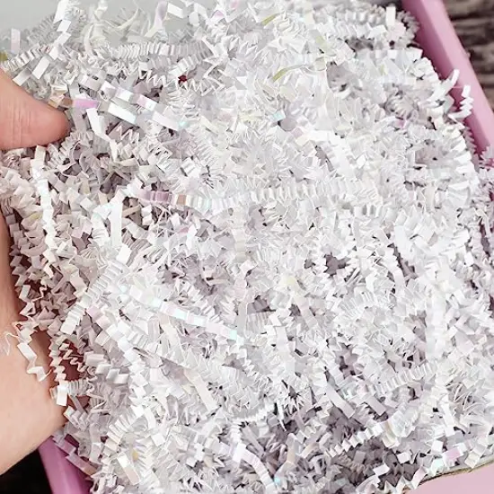 Uptotop 4oz Supply Crinkle Cut Paper Shred Filler for Gift Wrapping Basket Filling Birthday Wedding Christmas Thanksgiving Mother's Day (Diamond White) {5}