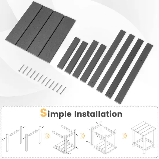14 Inch Square Weather-Resistant Adirondack Side Table Grey {5}