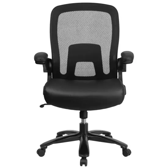 Emma and Oliver Big & Tall 500 lb. Rated Mesh Executive Ergonomic Office Chair with Lumbar BlackLeaSoft/Mesh {3}