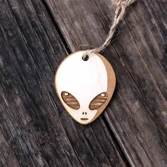Ornament - Alien - Raw Wood 2.5x3in {2}