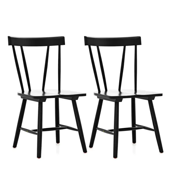 Costway Dining Chairs Set of 2 Windsor Chairs Wood Armless Chairs with Solid Rubber Wood Black/White/Natural {7}