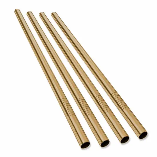 Wild Eye Set of 4 Handcrafted Antique Copper Stainless Steel Re-usable Drinking Straws 8.5" {3}