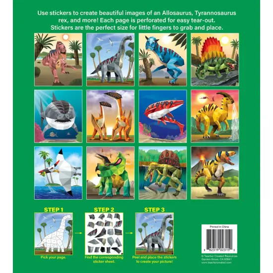 Dinosaurs Modern Mosaics Stick to the Numbers Activity Book, Pack of 2 {2}