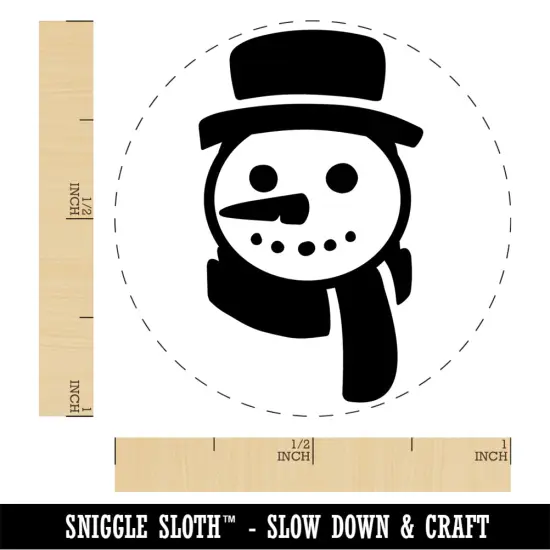 Snowman Face with Scarf Self-Inking Rubber Stamp Ink Stamper for Stamping Crafting Planners Blue {1}