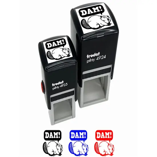 Grumpy Beaver Yelling Dam Self-Inking Rubber Stamp Ink Stamper Black {7}