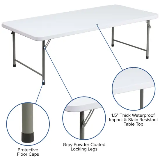 Emma and Oliver 4.93-Foot Kid's Plastic Folding Activity Table - Play Table Granite White {2}