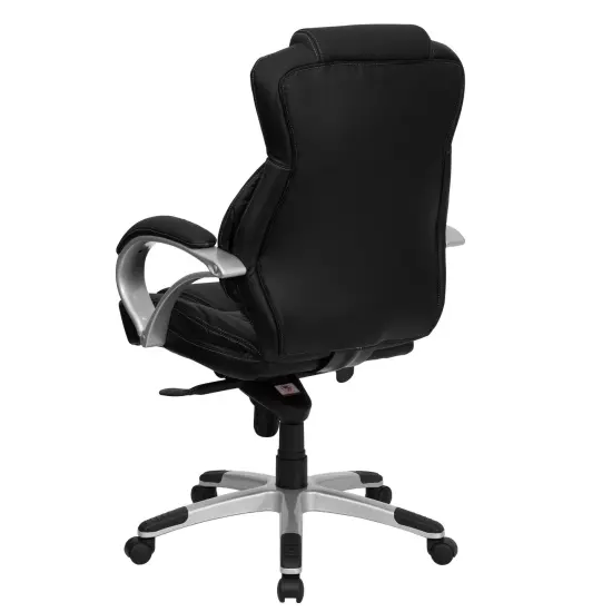 Emma and Oliver High Back Leather Contemporary Executive Swivel Ergonomic Office Chair Black {3}