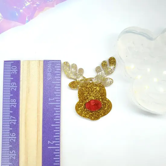 Cute Reindeer Dangle Earring Mold with 3D Nose | Christmas Mold(C3) {4}