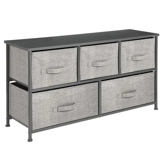 mDesign Wide Storage Dresser Furniture, 5 Removable Fabric Drawers {4}