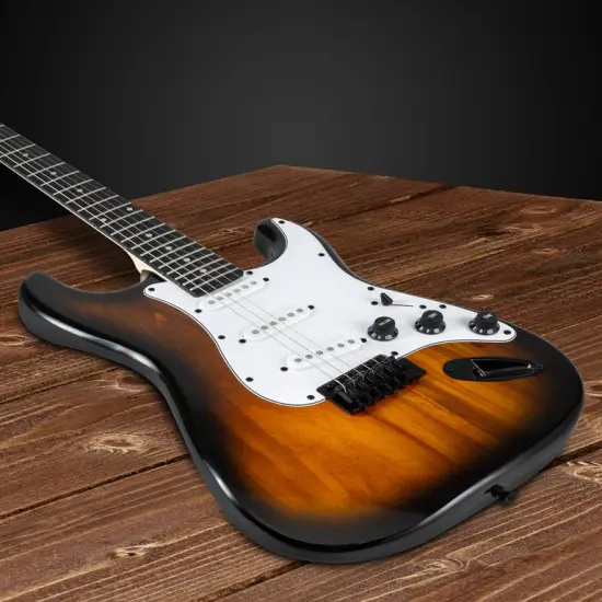 LyxPro Beginner Stratocaster 39” Electric Guitar and Electric Guitar Accessories Sunburst {6}