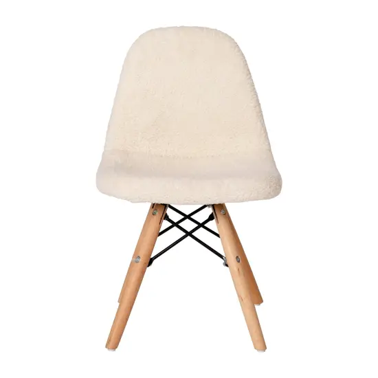 Merrick Lane Set of 2 Children's Lyon Faux Shearling Accent Chairs, Modern Accent Chair For Bedroom, Entryway, and Living Room Off-White {3}