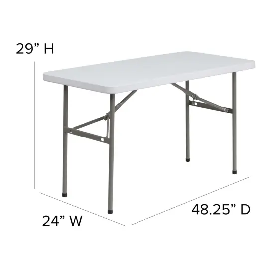 Emma and Oliver 4-Foot Plastic Folding Table Granite White {5}