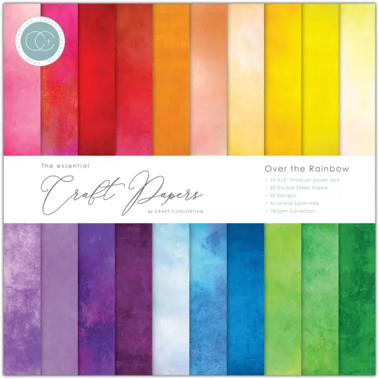 Craft Consortium Double-Sided Paper Pad 12"X12" 30/Pkg-Over The Rainbow, 20 Designs {1}