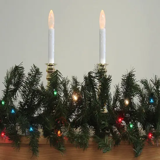 Northlight Pre-Lit Canadian Pine Artificial Christmas Garland - 9' x 8" - Multi Lights Green {3}