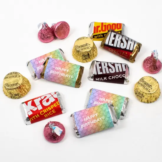 120 pcs Mermaid Kid's Birthday Candy Party Favors Hershey's Chocolate Kit (2 lb, Approx. 120 Pcs) - By Just Candy {1}
