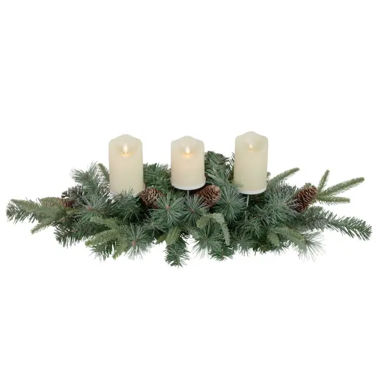 Northlight 32" Artificial Mixed Pine and Pine Cones Christmas Candle Holder Centerpiece Green {1}