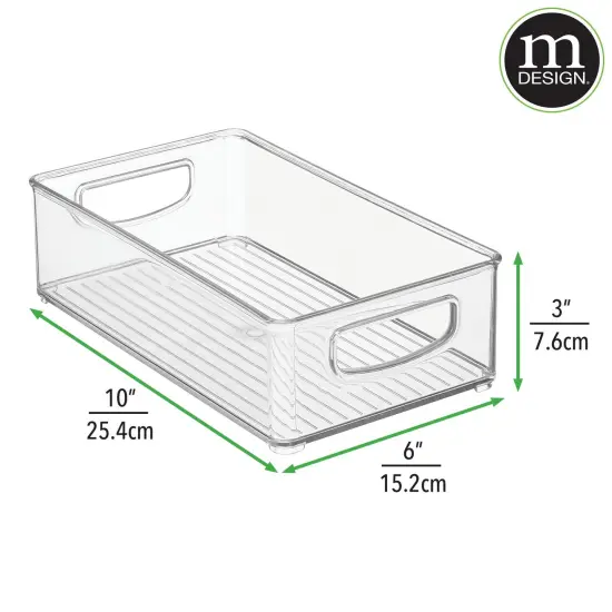 mDesign Plastic Office Storage Organizer Bin with Handles, 4 Pack, Clear {3}