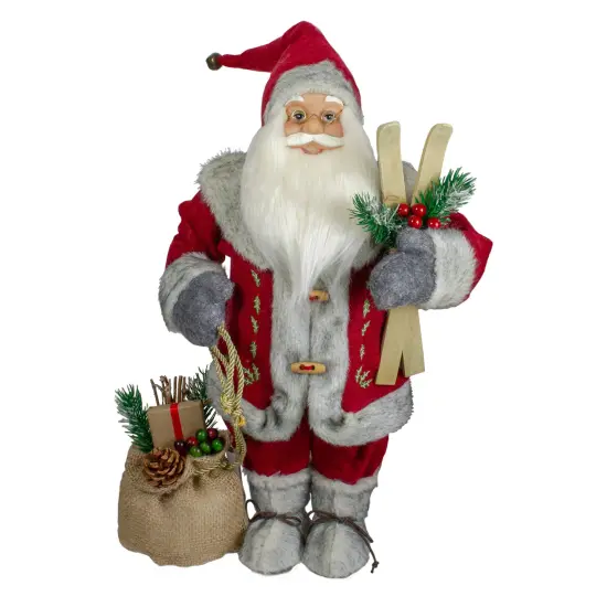 Northlight 18" Standing Santa Christmas Figure with Skis and Fur Boots Red {1}