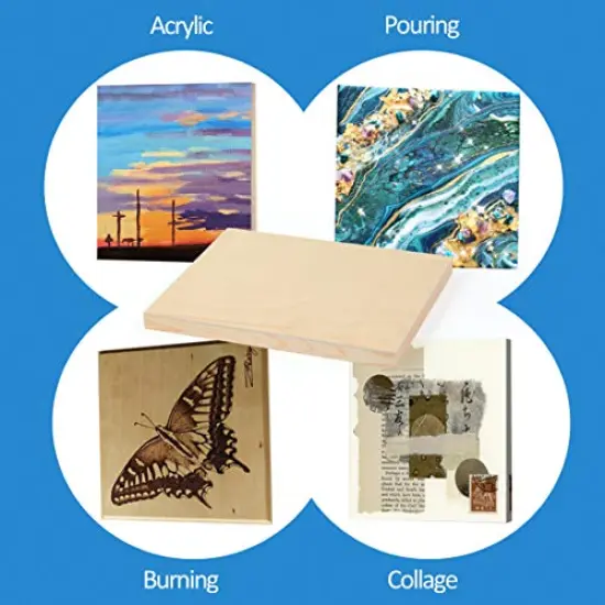 4 Pieces Unfinished Birch Wood Canvas Panels Kit, Falling in Art 8x10&rsquo;&rsquo; Studio 3/4&rsquo;&rsquo; Deep Cradle Boards for Pouring Art, Crafts, Painting and More {6}
