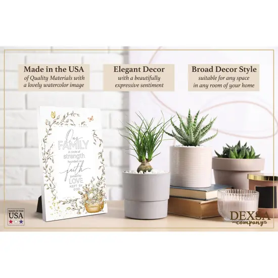 Our Family Wood Plaque with Easel and Hook Wall Tabletop Art - 6 inches x 9 inches {3}