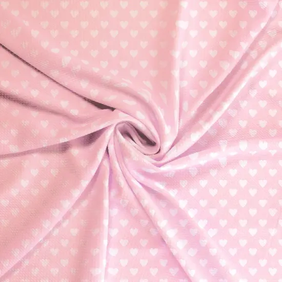 Light Pink White Hearts Bullet Fabric 1 yard {1}