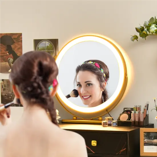 Modern Dressing Table with Storage Cabinet Black {6}