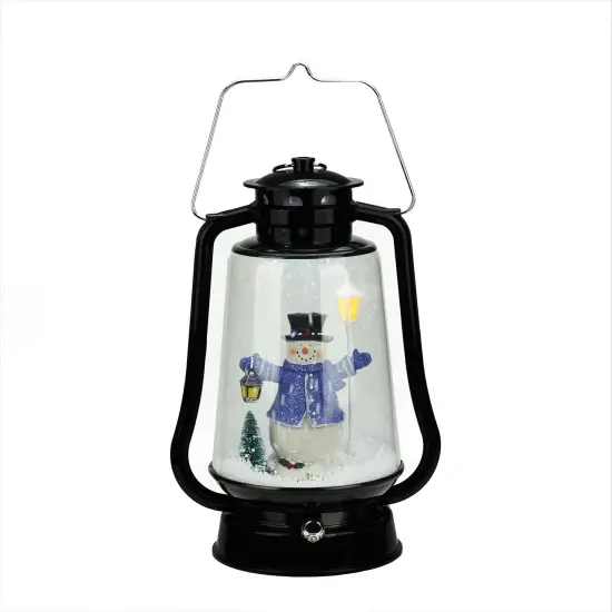 Northlight Lighted Musical Snowman Snowing Christmas Lantern - 13.5" - Black {1}