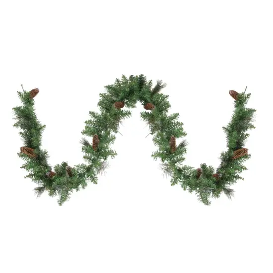 Northlight Yorkville Pine with Twigs and Pinecone Artificial Christmas Garland - 9' x 10" - Unlit Green {1}