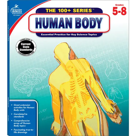 Carson Dellosa The 100 Series Human Body Biology Workbook, Science Book for Grades 5-8 Covering Anatomy and Nutrition, Classroom or Homeschool Curriculum {1}
