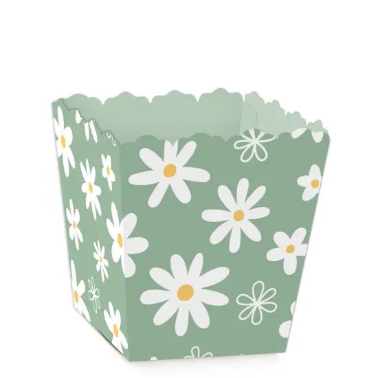 Big Dot of Happiness Sage Green Daisy Flowers - Party Mini Favor Boxes - Floral Party Treat Candy Boxes - Set of 12 {1}