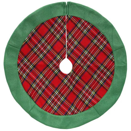 Northlight 24" Green and Red Tartan Christmas Tree Skirt {1}