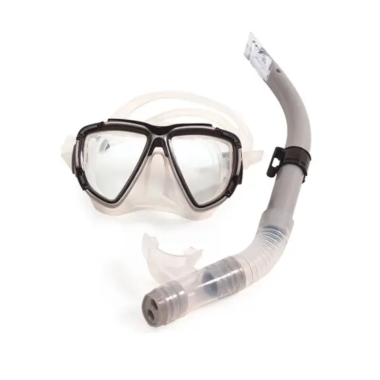 Pool Central Gray and Black Kona Pro Scuba Mask and Snorkel Dive Set {1}