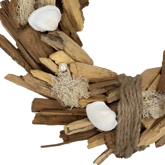 Northlight Natural Driftwood and Seashell Artificial Wreath - 14" Brown {5}