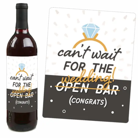 Big Dot of Happiness Just Engaged - Black and White - Engagement Party Decorations for Women and Men - Wine Bottle Label Stickers - Set of 4 {4}