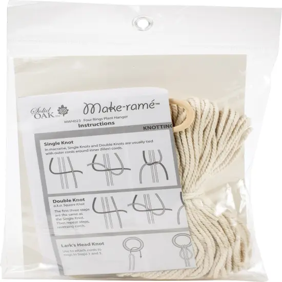 Solid Oak Macrame Plant Hanger Kit-4 Rings {3}