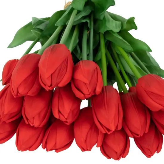 Northlight Real Touch&trade; Red Artificial Tulip Floral Bundles, Set of 6 - 18" {6}