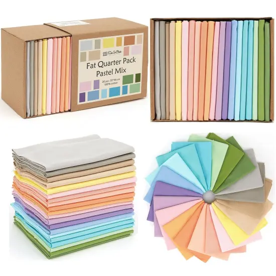 20 Fat Quarter Bundle -100% Cotton | Pure Solids | Pastel Mix - 20 Colors | Quilting & Crafting Soft Fabric | Gift Set {2}