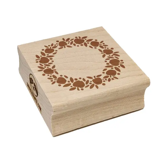 Apple Wreath Fall Square Rubber Stamp for Stamping Crafting {1}