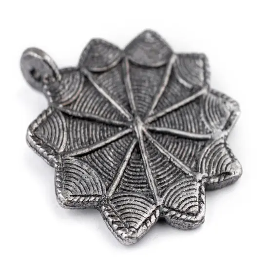 The Bead Chest Silver 10-Point Baule Star Pendant (41x47mm): African Tribal Metal Pendant for DIY Jewelry and Necklace {3}