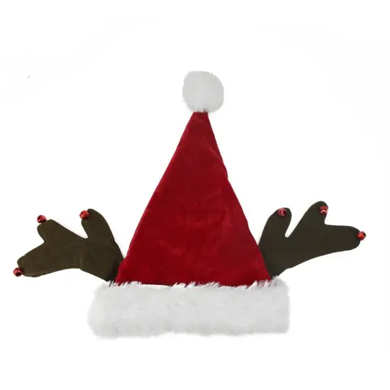 Northlight Red and Brown Reindeer Antlers Santa Hat Unisex Adult Christmas Costume Accessory - One Size {3}