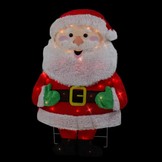 Northlight Lighted 2D Chenille Santa Outdoor Christmas Decoration - 32" - Warm White Lights Red {4}