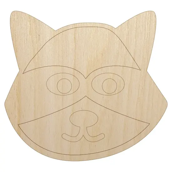 Racoon Face Doodle Unfinished Wood Shape Piece Cutout for DIY Craft Projects {7}