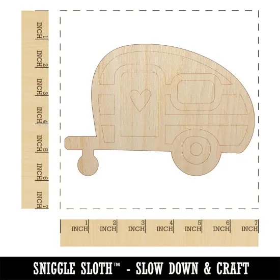 Charming Little Camper Camping Outdoor Life Unfinished Wood Shape Piece Cutout for DIY Craft Projects {1}