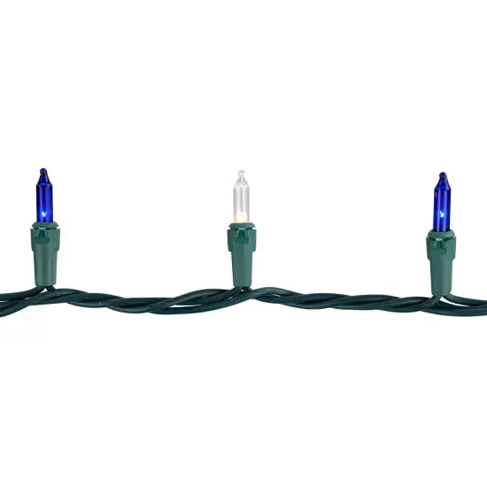 Northlight Mini Incandescent Christmas Lights - Blue and Clear - 20' Green Wire - 100ct {7}