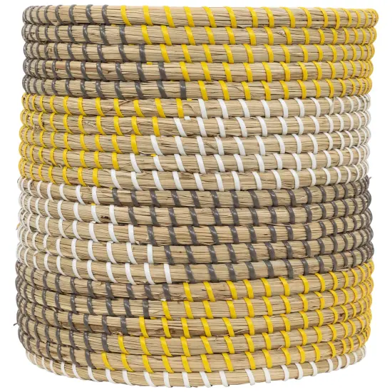 Northlight Set of 3 Striped Olive and Beige Woven Seagrass Baskets 9.75" {4}