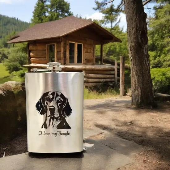 8oz I love my Beagle Stainless Stainless Steel Flask {3}