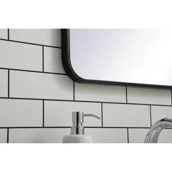 Soft corner metal rectangular mirror 18x30 inch in Black {5}