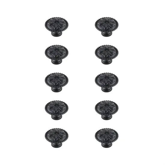 Corio 0.9" Diameter Matte Black Mushroom Knob Multipack (Set of 10) {1}