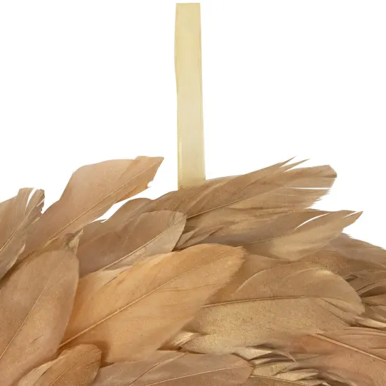 Northlight Artifical Feather Wreath - 14" - Gold {5}